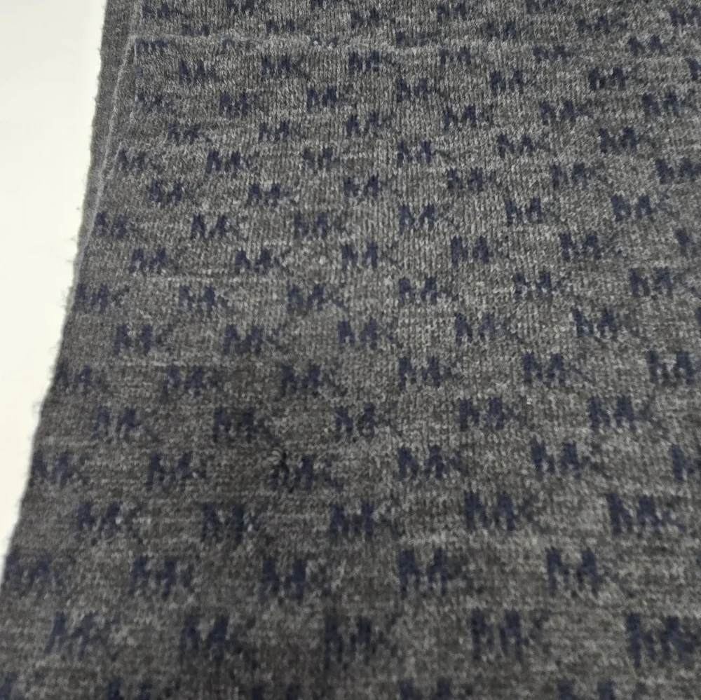 MICHAEL KORS LONG SCARF DARK GREY BLUE MK LOGO PRINT UNISEX MENSWEAR MENS OS